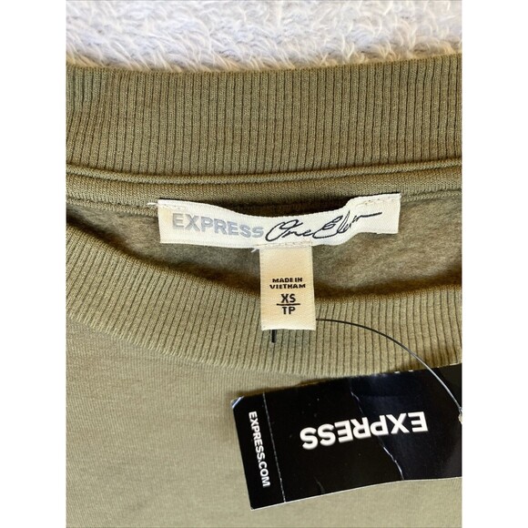 NEW Express One Eleven Sweatshirt Dress Women's XS Drab Green Lace up side Drop - Picture 2 of 8